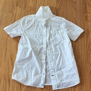 Burberry White Short Sleeve Button-Down Shirt